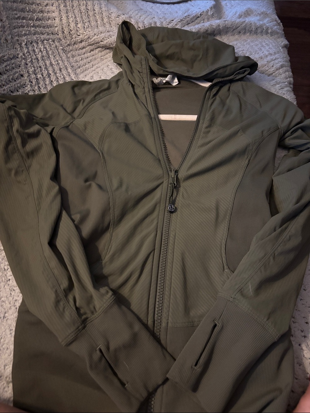 lululemon athletica Men's Olive Green Lightweight Hooded Zip Jacket